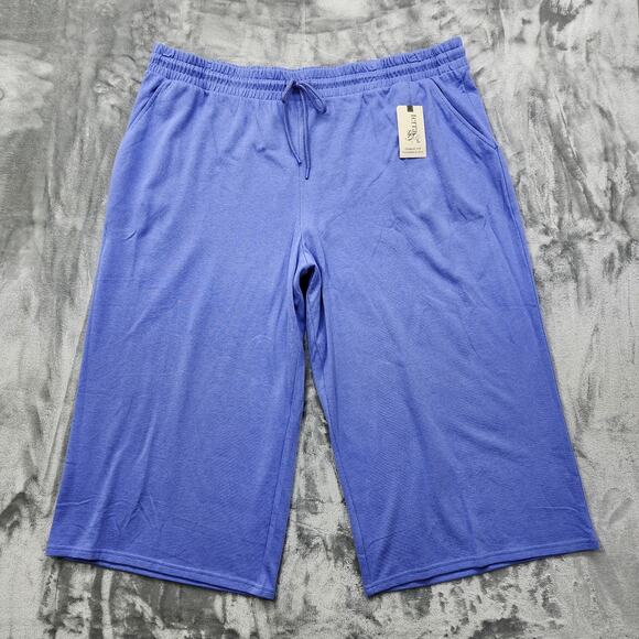 Terra & Sky Pants - NEW Terra & Sky Pant Womens 3X Purple Pull On Drawstring Crop Capri Stretch Knit